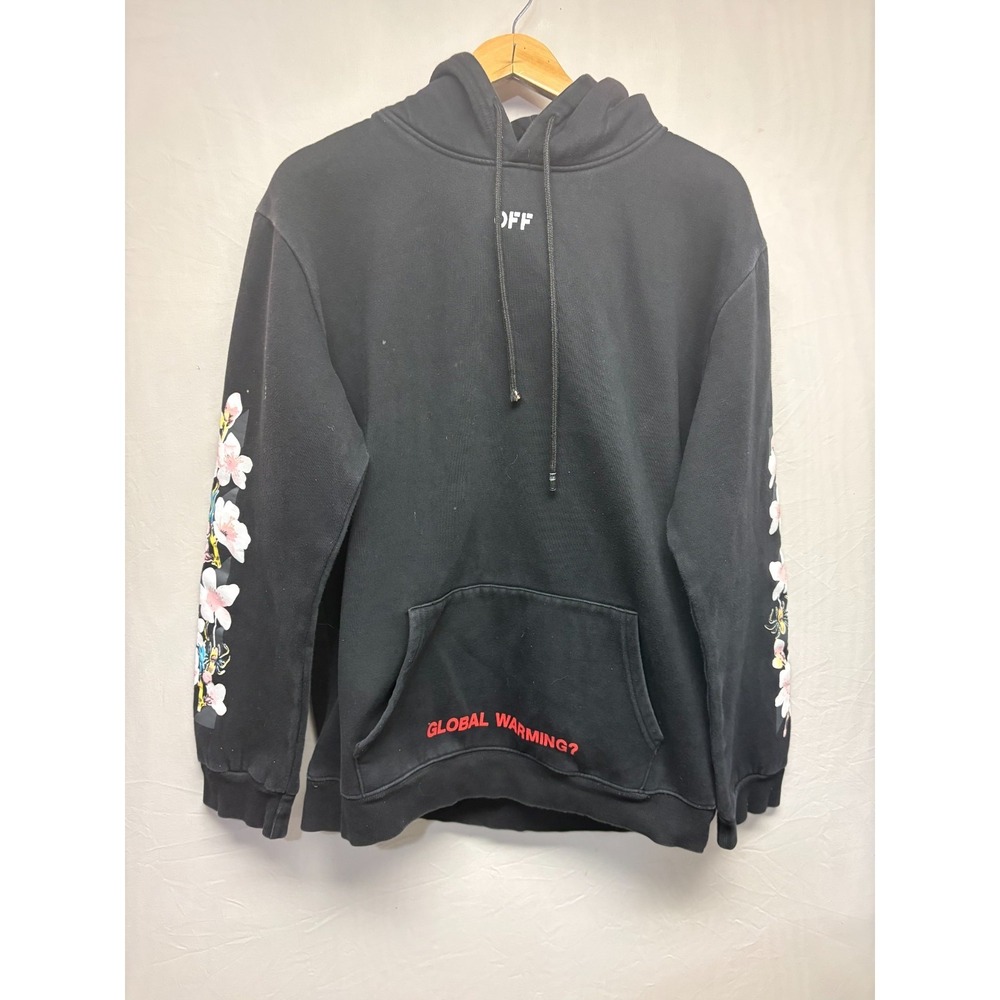 Off-White Global Warming Hoodie Men's Black Cherry Blossom Virgil Abloh 2XL